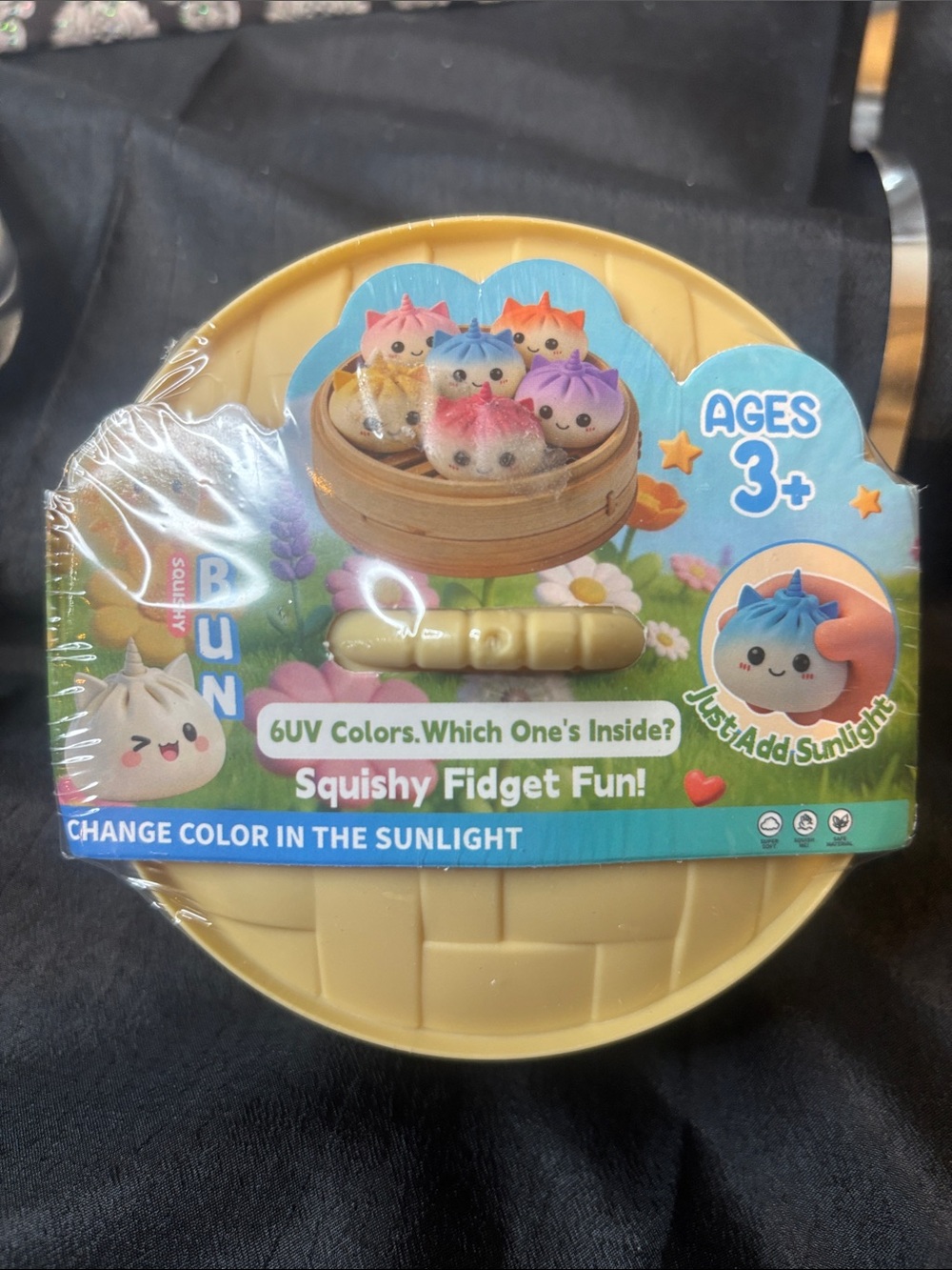 Squishy Fidget Fun UV Color-Changing Dumpling Toy - In Yellow Basket